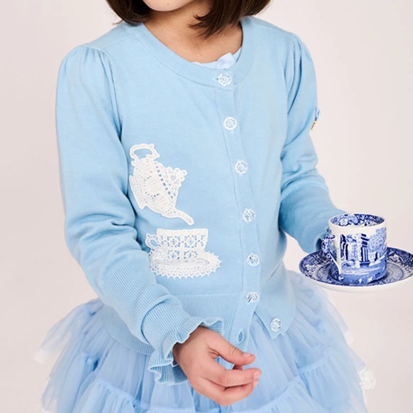 🩵NWT ANGEL’S FACE CARDIGAN SWEATER BLUE HIGH TEA LACE 6-7Y🩵 - Picture 3 of 9